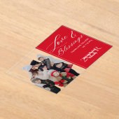 Custom Elegant Script 1 Family Photo Holiday Card Acryleinladungen (Ablage )