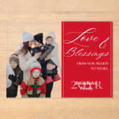 Custom Elegant Script 1 Family Photo Holiday Card Acryleinladungen (Vorderseite)
