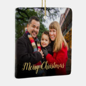 Custom Elegant Script 2-seitig Foto Weihnachten Keramikornament (Rechts)