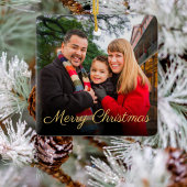 Custom Elegant Script 2-seitig Foto Weihnachtsfest Keramikornament