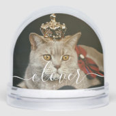 Custom Elegant Script Modern 2 Photo Pet Cat Schneekugeln (Vorderseite)