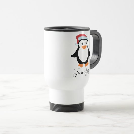 custom Elegant Script Name Stilvolle Pinguin 2022 Reisebecher (VorderseiteRechts)