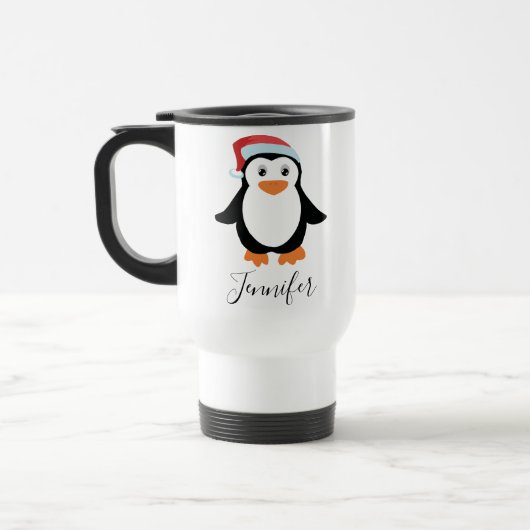 custom Elegant Script Name Stilvolle Pinguin 2022 Reisebecher (Links)