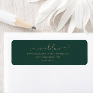 Custom Elegant Script Smarald Green Name Address