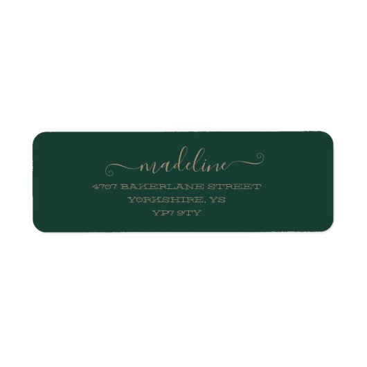 Custom Elegant Script Smarald Green Name Address (Vorne)