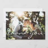Custom Elegant Script Wedding Foto Vielen Dank Einladung (Vorderseite)