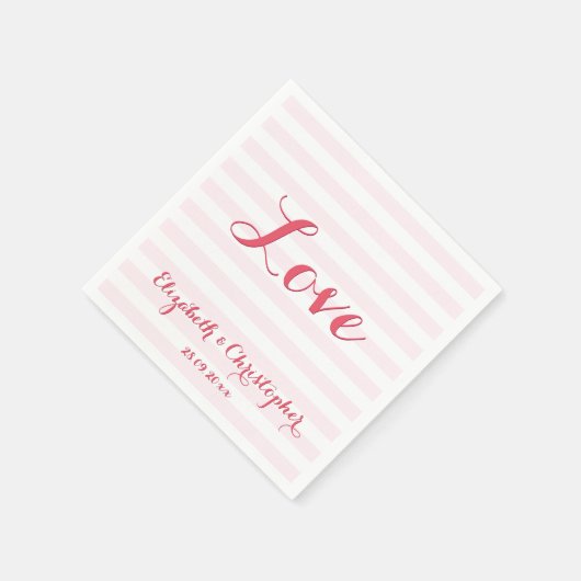 Custom Elegant Script Wedding Liebe Paper Napkins Serviette (Ecke)