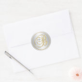 Custom Elegant Silver Gold Mit Monogramm 'B' Weddi Runder Aufkleber (Umschlag)
