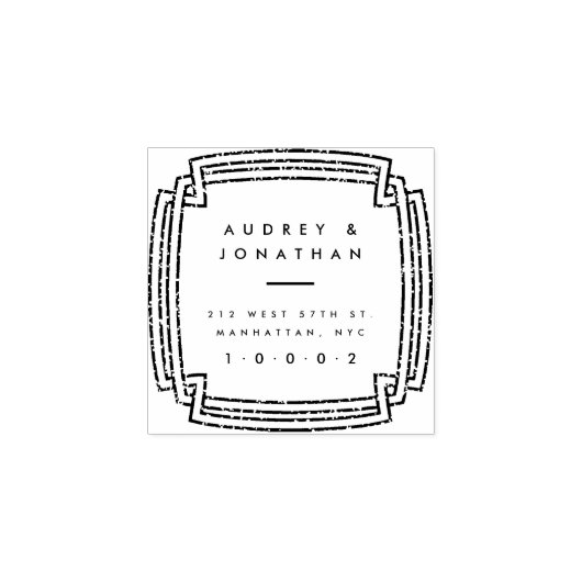 Custom Elegant Square Frame Wedding Rücksendeadres Gummistempel (Prägung)