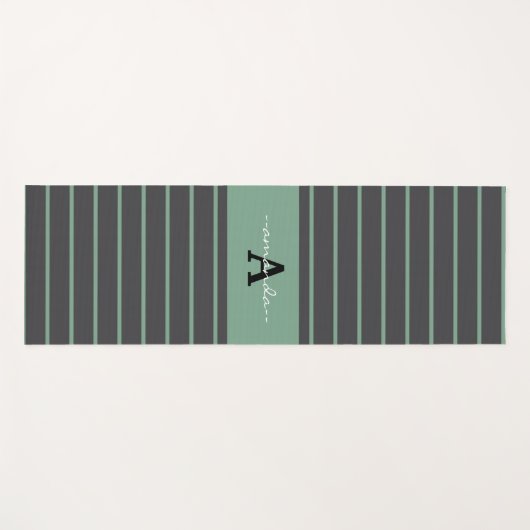 Custom elegant stripes black green practising yogamatte (Vorderseite (Horizontal))