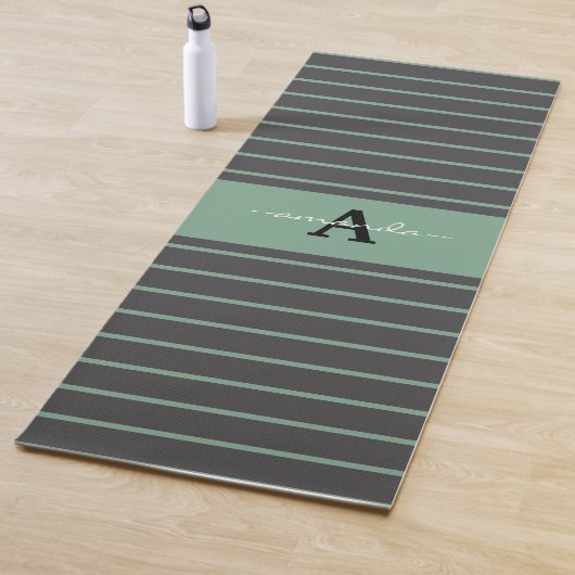 Custom elegant stripes black green practising yogamatte (Beispiel)