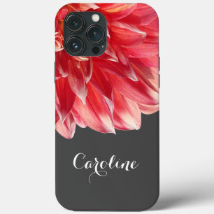 Custom Elegant Summery Coral Red Dahlia Blume Case-Mate iPhone Hülle