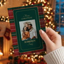 Custom Elegant Tartan Plaid Family Photo Christmas