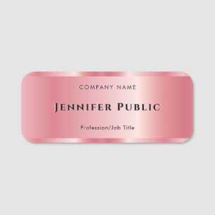 Custom Elegant Template Glamour Rose Gold Luxe Namensschild