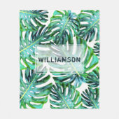 Custom Elegant Tropical Greenery Hawaii Leaf Fleecedecke (Vorderseite)