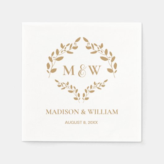 Custom Elegant Wappen Wedding Monogram Serviette (Vorderseite)