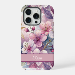 Custom Elegant Watercolor Cherry Blossom Sakura iPhone 15 Pro Hülle