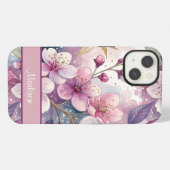 Custom Elegant Watercolor Cherry Blossom Sakura iPhone Hülle (Rückseite (Horizontal))