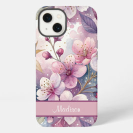 Custom Elegant Watercolor Cherry Blossom Sakura iPhone 13 Hülle