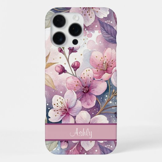Custom Elegant Watercolor Cherry Blossom Sakura iPhone Hülle (Rückseite)