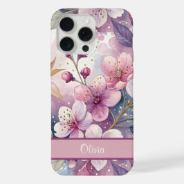 Custom Elegant Watercolor Cherry Blossom Sakura iPhone 15 Pro Max Hülle
