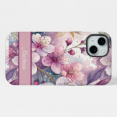 Custom Elegant Watercolor Cherry Blossom Sakura iPhone Hülle (Rückseite (Horizontal))