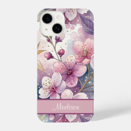 Custom Elegant Watercolor Cherry Blossom Sakura iPhone 14 Hülle