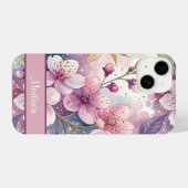 Custom Elegant Watercolor Cherry Blossom Sakura iPhone Hülle (Rückseite (Horizontal))
