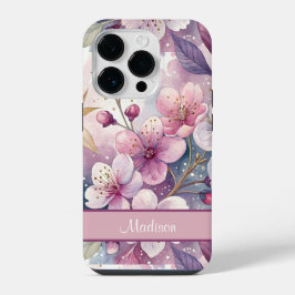 Custom Elegant Watercolor Cherry Blossom Sakura iPhone 14 Pro Hülle