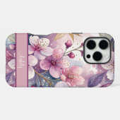 Custom Elegant Watercolor Cherry Blossom Sakura iPhone Hülle (Rückseite (Horizontal))