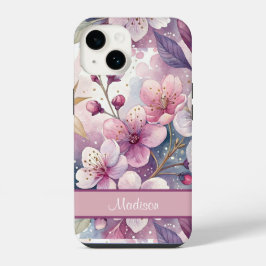Custom Elegant Watercolor Cherry Blossom Sakura iPhone 14 Hülle