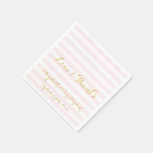 Custom Elegant Wedding Pink Streifen Papier Napkin Serviette (Ecke)