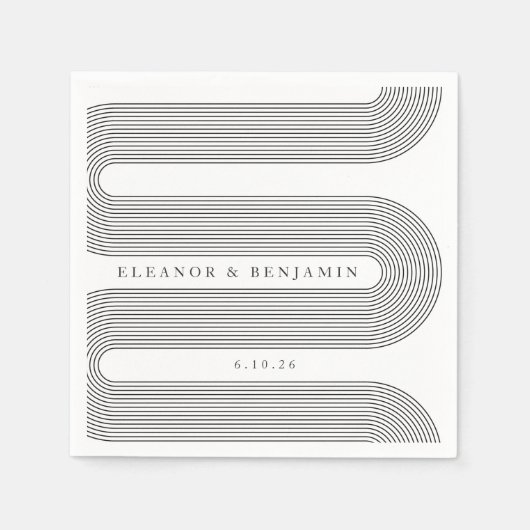 Custom Elegant White Arch Lines Trendy Wedding Serviette (Vorderseite)