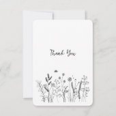 Custom Elegant Wildflower Funeral Thank You Card Dankeskarte (Rückseite)