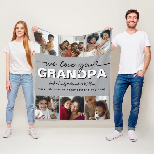 Custom Elegant Wir Liebe Sie GRANDPA Foto Collage Fleecedecke (Beispiel)