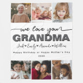 Custom Elegant Wir Liebe Sie Oma Foto Collage Fleecedecke (Vorderseite)