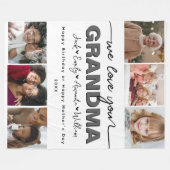 Custom Elegant Wir Liebe Sie Oma Foto Collage Fleecedecke (Vorderseite (Horizontal))