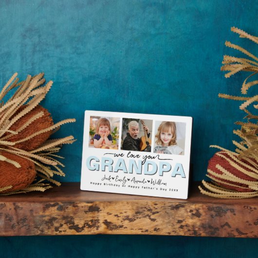 Custom Elegant Wir Liebe Sie Opa Foto Collage Fotoplatte (Seite)