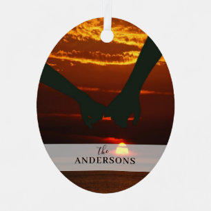 Custom Elegant Zweiseitig Familie 2 Foto Weihnacht Ornament Aus Metall