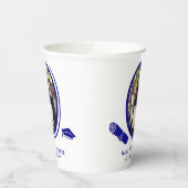 Custom Elegante 2-Foto Abschluss Diploma Cap Blue Pappbecher (Links)
