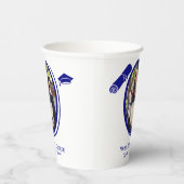 Custom Elegante 2-Foto Abschluss Diploma Cap Blue Pappbecher (Rechts)