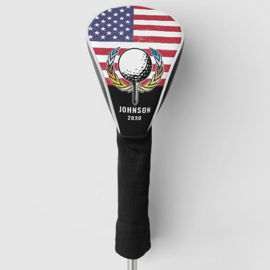 Custom Elegante American Flag Golf Design Golf Hea Headcover (Vorderseite)