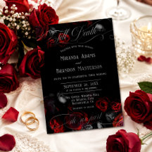 Custom Elegante Black and Red Floral Wedding