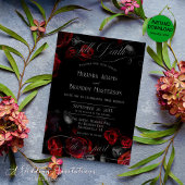 Custom Elegante Black and Red Floral Wedding Einladung