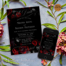 Custom Elegante Black and Red Floral Wedding