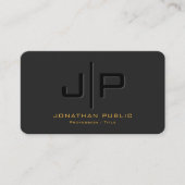 Custom Elegante Black Gold Monogram Rounded Corner Visitenkarte (Vorderseite)