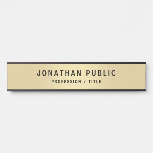Custom Elegante Black & Gold Office School Long Türschild (Vorderseite )