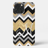 Custom Elegante Black Gold Silver Zigzag Muster iPhone Hülle (Rückseite)