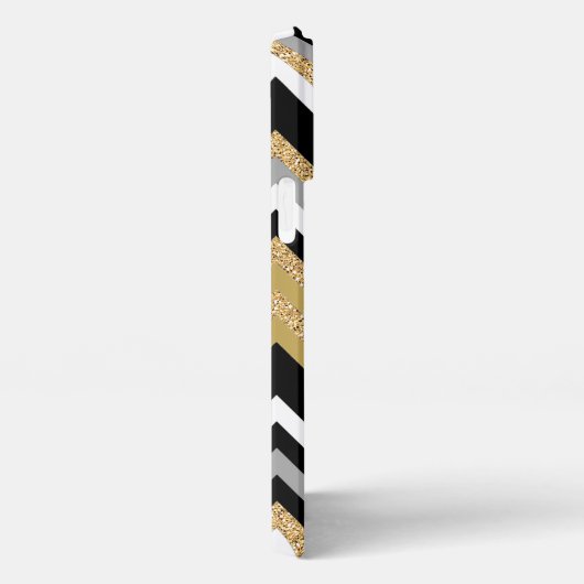 Custom Elegante Black Gold Silver Zigzag Muster iPhone Hülle (Rechte Seite)