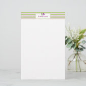 Custom Elegante Blumen Pastel Horizontale Streifen Briefpapier (Stehend Vorderseite)